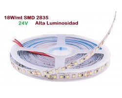 Tira LED 5 mts Flexible 24V 90W 600 Led SMD 2835 IP20 Alta Luminosidad